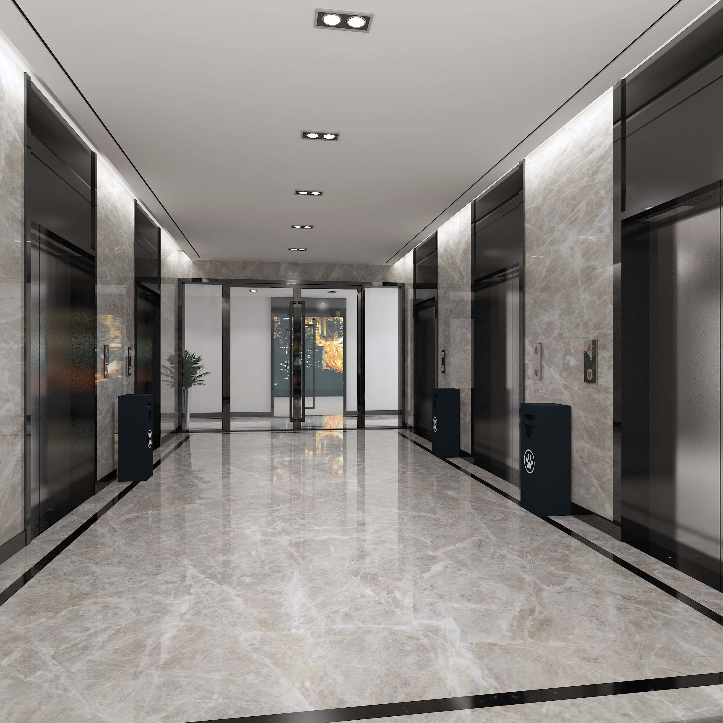 走廊电梯厅3D模型下载_新中式走廊电梯厅3D模型下载_ID45654,VR渲染器_智鸥网-原一米八3d模型网，专业的3D素材库